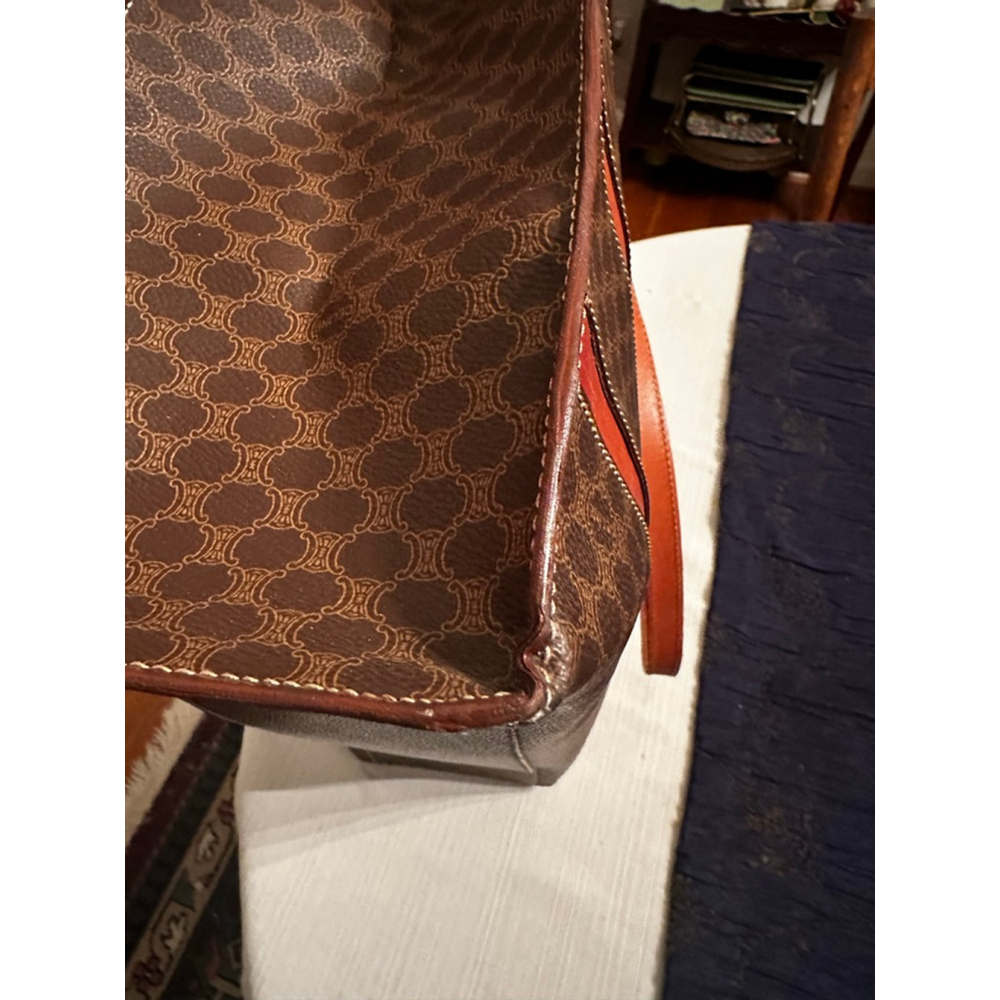 Celine Brown Macadam Monogram Orange Stripe Tote Bag - Picture 10 of 16